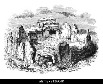 Druidical Circle of Jersey. Black-and-White-Illustration aus dem „Old England“, veröffentlicht von James Sangster im Jahr 1860. Stockfoto