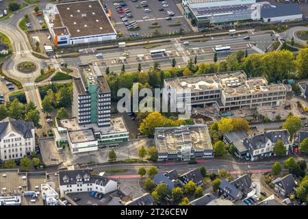 Luftbild, Rathaus, Abriss Realschule, Olpe-Stadt, Olpe, Sauerland, Nordrhein-Westfalen, Deutschland ACHTUNGxMINDESTHONORARx60xEURO *** Luftansicht, Rathaus, Abbruchschule, Olpe City, Olpe, Sauerland, Nordrhein-Westfalen, Deutschland ATTENTIONxMINESTHONORARx60xEURO Stockfoto