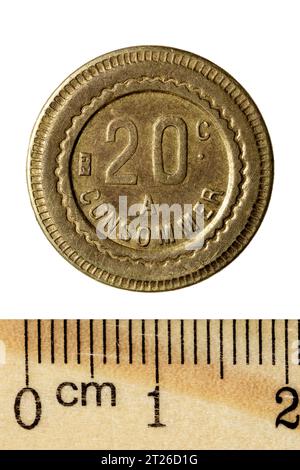 Token: France Jeton 'A Consommer'. Vorderseite. Isoliert auf weiß Stockfoto