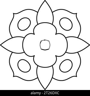 Mandala - Easy Floral Mandala Radial Symmetrie Färbung Seite für Kinder in schönen Blumen und Blatt Stil Clipart editierbarer Vektor Stock Vektor