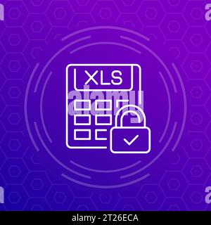Symbol für den Zeilenvektor des XLS-Dokuments schützen Stock Vektor