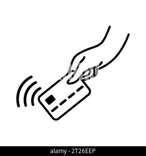 Kontaktlose Bezahlung, Kreditkarte. Zahlung per Bankkarte. Vektorillustration isoliert auf weißem Hintergrund für Design und Web. Stock Vektor