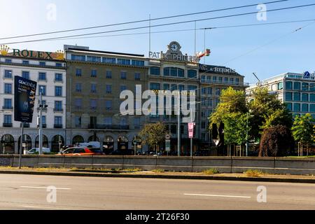 Patek Philippe Haus Gebäude in der Rue du Rhône. Im Zentrum von Genf. Kanton Genf, Schweiz. Stockfoto