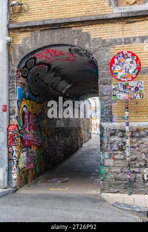 Die Graffiti-Gasse in Gent, Belgien Stockfoto