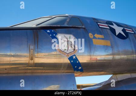 Der Convair B-58 Hustler, Supersonic Strategic Bomber der ersten Generation, ab 1960-1970 einsatzbereit und heute im Pima Air & Space Museum aufbewahrt. Stockfoto