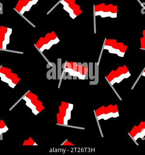 Happy indonesia Independence Day, 17. august 1945 Design mit Fahnenband. indonesisches Flaggenmuster, Merdeka, für Web-Landing-Page, Social-Media-Post Stock Vektor