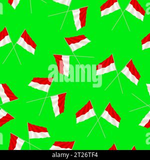 Happy indonesia Independence Day, 17. august 1945 Design mit Fahnenband. indonesisches Flaggenmuster, Merdeka, für Web-Landing-Page, Social-Media-Post Stock Vektor