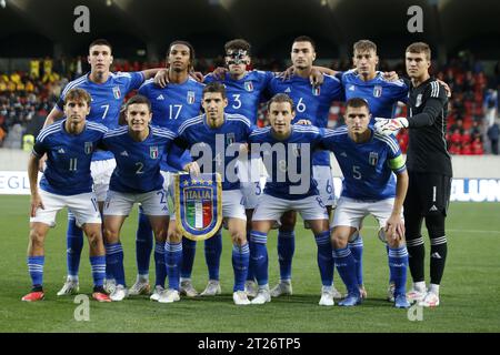 Bozen, Italien. Oktober 2023. Foto des italienischen Teams während der Italienischen U21 gegen Norwegen U21, 3Â° Spiel der europäischen Qualifikation 2025 Gruppe A, Spiel bei GNerone Claudio Druso in Bozen - Bolzen (BZ), Italien, am 17. Oktober 2023. Quelle: Unabhängige Fotoagentur/Alamy Live News Stockfoto