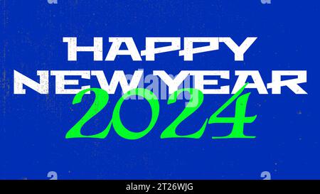 Happy New Year 2024 Hintergrund. Weihnachtsgrußkarten-Design. Vektorabbildung. y2k-Design. Stock Vektor