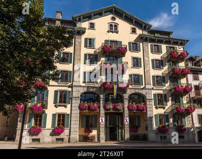 Chamonix Rathaus, am Fuße des Mont Blanc, Haute Savoie, Frankreich Stockfoto