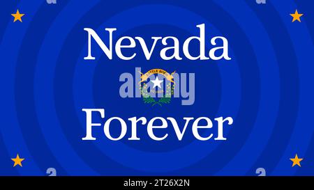 Home bedeutet Nevada, Bundesstaat Nevada, USA. Feier zum Jahrestag von Nevada. Blaue Tapete, Vektor Banner Grußkarte des Nevada Day. Ich liebe Nevada Stock Vektor