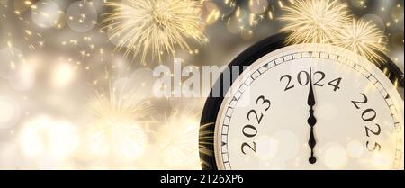 Silvester-Uhr 2024. Stockfoto