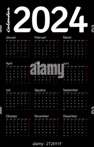 Kalender 2024, für Unternehmen, modern und sauber, schlank, Vektorvorlagen, die Wochen beginnen am montag, ein frohes neues Jahr 2024 Stock Vektor
