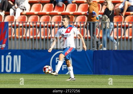 Majadahonda, Spanien. Oktober 2023. Sergio Camacho (RayoMajadahonda) Fußball/Fußball : spanisches Spiel der Gruppe 1 zwischen CF Rayo Majadahonda 3-1 CE Sabadell im Estadio Cerro del Espino in Majadahonda, Spanien. Quelle: Mutsu Kawamori/AFLO/Alamy Live News Stockfoto