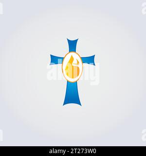 Spiritualität Symbole Meditation Hände Kreuz Engel Licht Logo Symbol Vektor Element Stock Vektor