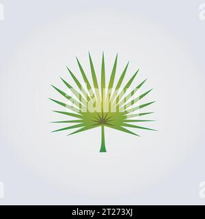 Palme Green Laub Äste Innendekoration Haus Silhouette Isoliert Stock Vektor