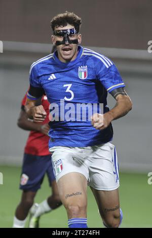 Bozen, Italien. Oktober 2023. Matteo Ruggeri von Italien während Italien U21 gegen Norwegen U21, 3Â° Spiel der europäischen Qualifikation 2025 Gruppe A, Spiel bei GNerone Claudio Druso in Bozen - Bolzen (BZ), Italien, 17. Oktober 2023. Quelle: Unabhängige Fotoagentur/Alamy Live News Stockfoto
