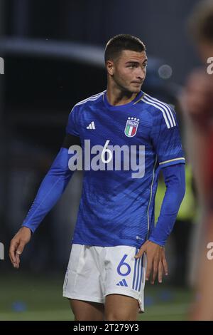 Bozen, Italien. Oktober 2023. Diego Coppola von Italien während Italien U21 gegen Norwegen U21, 3Â° Spiel der europäischen Qualifikation 2025 Gruppe A, Spiel bei GNerone Claudio Druso in Bozen - Bolzen (BZ), Italien, 17. Oktober 2023. Quelle: Unabhängige Fotoagentur/Alamy Live News Stockfoto