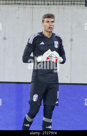 Bozen, Italien. Oktober 2023. Sebastiano Desplanches von Italien während Italien U21 gegen Norwegen U21, 3Â° Spiel der europäischen Qualifikation 2025 Gruppe A, Spiel bei GNerone Claudio Druso in Bozen - Bolzen (BZ), Italien, 17. Oktober 2023. Quelle: Unabhängige Fotoagentur/Alamy Live News Stockfoto