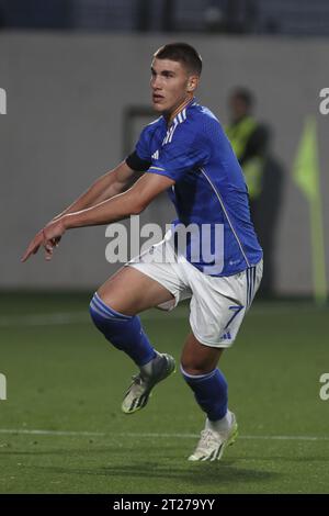 Bozen, Italien. Oktober 2023. Cesare Casadei von Italien während der U21 gegen Norwegen U21, 3Â° Spiel der europäischen Qualifikation 2025 Gruppe A, Spiel bei GNerone Claudio Druso in Bozen - Bolzen (BZ), Italien, 17. Oktober 2023. Quelle: Unabhängige Fotoagentur/Alamy Live News Stockfoto