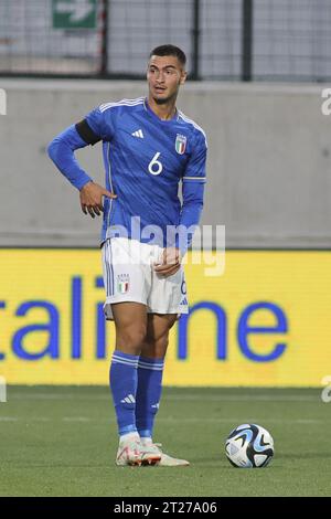 Bozen, Italien. Oktober 2023. Diego Coppola von Italien während Italien U21 gegen Norwegen U21, 3Â° Spiel der europäischen Qualifikation 2025 Gruppe A, Spiel bei GNerone Claudio Druso in Bozen - Bolzen (BZ), Italien, 17. Oktober 2023. Quelle: Unabhängige Fotoagentur/Alamy Live News Stockfoto