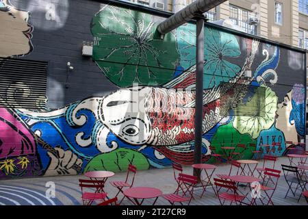 Graffitikunst im japanischen Dorf Stockfoto