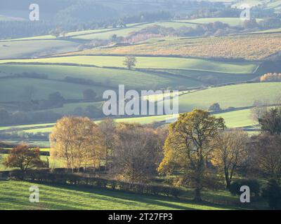 Ackerland im Clun Valley bei Craven Arms, Shropshire, Großbritannien Stockfoto