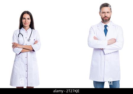 Medizinisches Personal von Arzt und Krankenschwester Kollegen im Krankenhaus bieten Medizin Service und Gesundheit isoliert auf weiß Stockfoto
