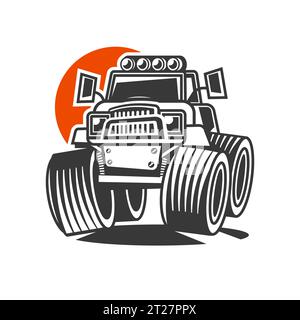 Cartoon Monster Truck. Verfügbares EPS-10, das durch Gruppen und Ebenen getrennt ist, mit Transparenzeffekten für ein Neumalen mit einem Klick Stock Vektor