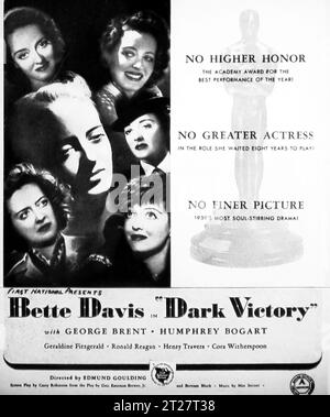 Kinowerbung für Dark Victory 1939 Stockfoto