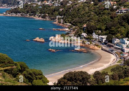 Scorching Bay, Karaka Bay Area, Miramar Peninsula, Wellington, Neuseeland Stockfoto