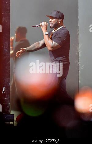 Zagreb, Kroatien. , . Konzert des berühmten amerikanischen Rappers 50 Cent in der Arena Zagreb. Foto: Ivana Grgic/CROPIX Copyright: XxIvanaxGrgicx/xCROPIXx 50 cent16-171023 Credit: Imago/Alamy Live News Stockfoto