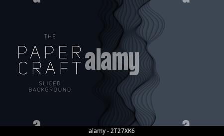 Dunkle Papierschichten. 3D abstrakter, gradient geschnittener Papierschnitt. Bunte Origami-Form Konzept Stock Vektor