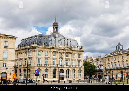 Bourse Maritime (Maritime Börse) in Bordeaux, im Weinanbaugebiet, einer Hafenstadt an der Garonne im Südwesten Frankreichs Stockfoto