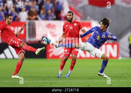 Hyogo, Japan. Oktober 2023. Hidemasa Morita (JPN) Fußball/Fußball : KIRIN Challenge Cup 2023 Spiel zwischen Japan 2-0 Tunesien im Noevir Stadium Kobe in Hyogo, Japan . Quelle: Naoki Morita/AFLO SPORT/Alamy Live News Stockfoto