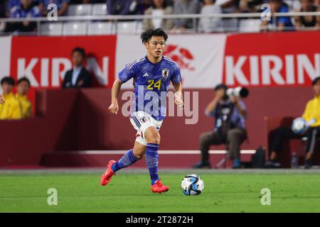 Hyogo, Japan. Oktober 2023. REO Hatate (JPN) Fußball/Fußball : KIRIN Challenge Cup 2023 Spiel zwischen Japan 2-0 Tunesien im Noevir Stadium Kobe in Hyogo, Japan . Quelle: Naoki Morita/AFLO SPORT/Alamy Live News Stockfoto