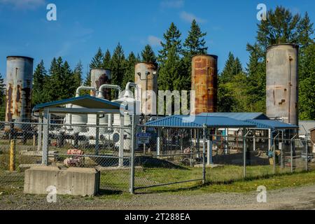 Derzeit fackelt King County Deponiegas bei der King County Solid Waste Division ab, die 920 Acres in der Nähe von Maple Valley, Washington, Unit umfasst Stockfoto