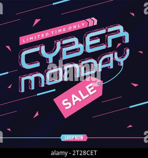 Banner-Vorlage für Cyber Monday nur für begrenzte Zeit. Vektorabbildung Stock Vektor