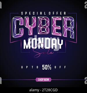Werbebanner Vorlage Design Cyber Monday Sonderangebot Angebot. Vektorabbildung Stock Vektor