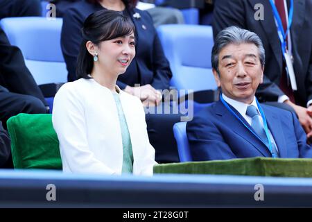 Ariake Coliseum, Tokio, Japan. Oktober 2023. (L-R) Prinzessin Kako, Kenichiro Yamanishi, 18. OKTOBER 2023 - Tennis : Kinoshita Group Japan Open Tennis Championships 2023 im Ariake Coliseum, Tokio, Japan. Quelle: Naoki Nishimura/AFLO SPORT/Alamy Live News Stockfoto