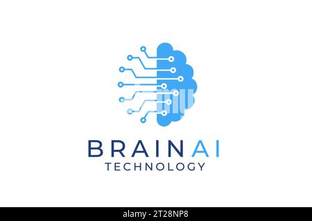 Brain-Logo geeignet für Technologie-Logo-Design. Brain Tech Vektor-Logo-Vorlage. Logo für künstliche Intelligenz Stock Vektor