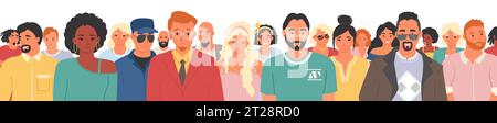 Eine Gruppe verschiedener internationaler Jugendlicher und Erwachsener porträtiert Stock Vektor