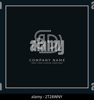 Kreatives Monogramm für Anfangsbuchstaben BD-Logo – minimale Vektor-Logo-Vorlage für Buchstaben B und D Stock Vektor