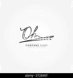 OH Initial Letter Signature Logo Template - handgeschriebene Vektor Logo Vorlage Stock Vektor