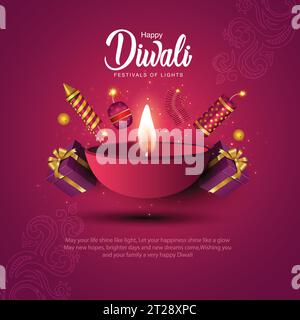 Frohes Diwali. Indische Lichtfeste mit Diwali-Elementen. vektor-Illustration. Stock Vektor