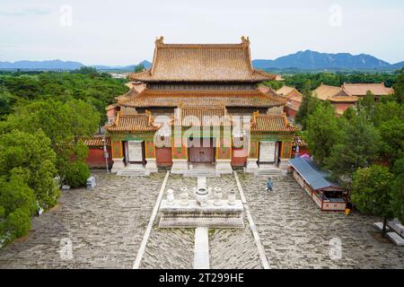 Zunhua City, China - 27. August 2023: Architektonische Landschaft des Kaiserhandwitwe Cixi Mausoleums aus der Qing-Dynastie. Stockfoto