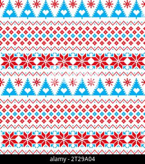 Neujahrsweihnachtliches Muster Pixel Stock Vektor