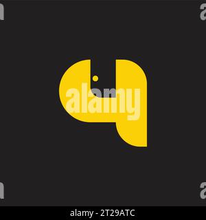 Buchstabe q Zahl 4 abstrakter Logo-Vektor der Brieftasche Stock Vektor