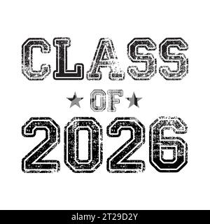 Vektor Der Klasse 2026, T-Shirt-Design Stock Vektor
