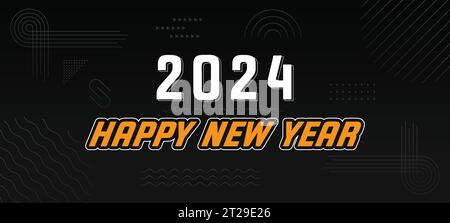 Happy New Year 2024 Vorlage Design. Für Broschüre, Karte, Banner. Vektorabbildung. Stock Vektor